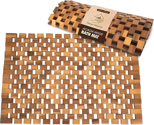 Acacia Wood Bath Mat by GREENALLUVIUM