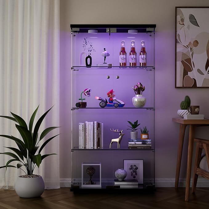 Yoluckea 4 Shelves Glass Display Cabinet - Image 5