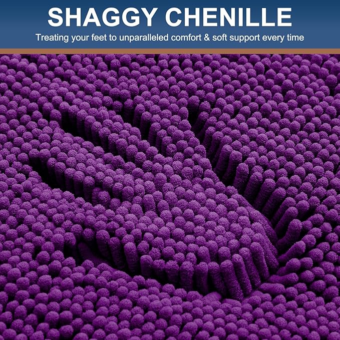 Smiry Luxury Chenille Bathroom Rugs 30x20, Extra Soft and Absorbent Shaggy Bath - Image 3