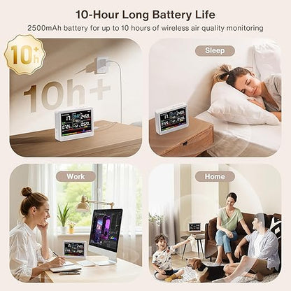 16 in 1 Air Quality Monitor Indoor 10h Battery & 5.5" Display 9 AQI+7 AQI Alerts - Image 2