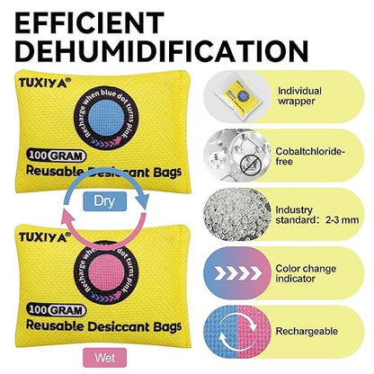 24Pack Rechargeable Silica Gel Desiccant Packets, Color Indicating Desiccant - Image 3