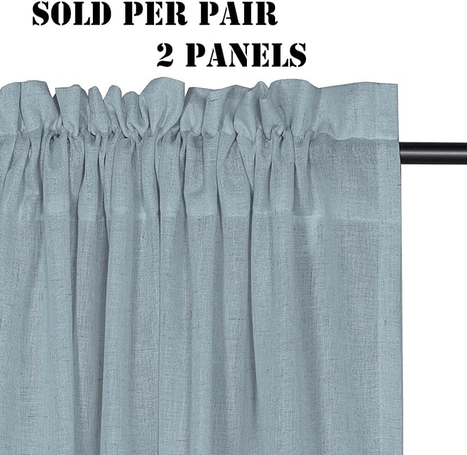 H.VERSAILTEX Stone Blue Linen Curtains 84 Inch Length - Image 2