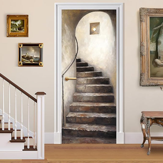 3D Door Stickers, Peel and Stick Vinyl Wallpaper, Self-Adhesive Mural Door Cover by BVBOX
