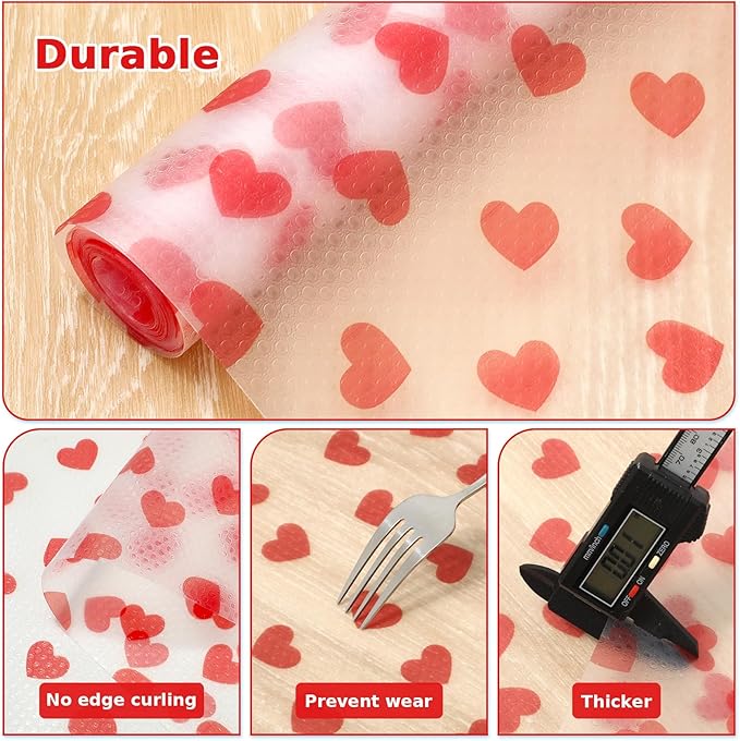 Valentine's Day Refrigerator Liner Waterproof Fridge Shelf Mat Red Heart - Image 7