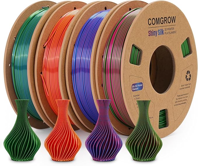 Comgrow Silk Shiny Rainbow Multi-Color 3D Printer Filament, Comgrow 3D Printing by Comgrow