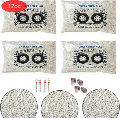 4-12-CFTB Tire Balancing Beads for Trucks, 2mm White Ceramic Beads, 12oz Packs by CheckeredFlag