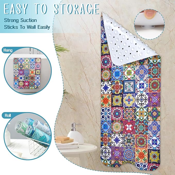 Boho Bathtub Mat Non Slip, Vintage Bath Tub Mat Baby Bath Mats - Image 5