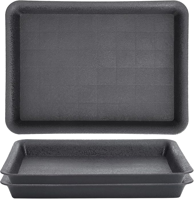 GREANER 3 Packs Plant Tray, 11 Inch Black Seed Starter Tray Rectangular by GREANER