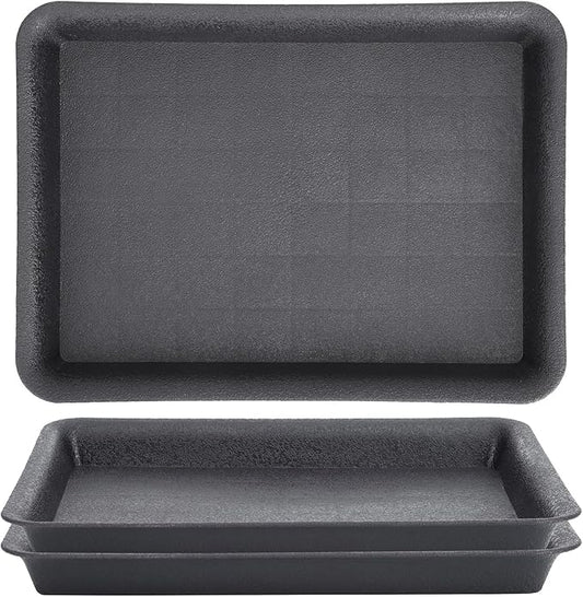 GREANER 3 Packs Plant Tray, 11 Inch Black Seed Starter Tray Rectangular by GREANER