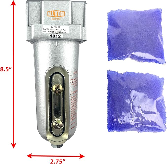 1/2" NPT Heavy Duty Compressed Air In Line Filter Desiccant Dryer Moisture - Image 2