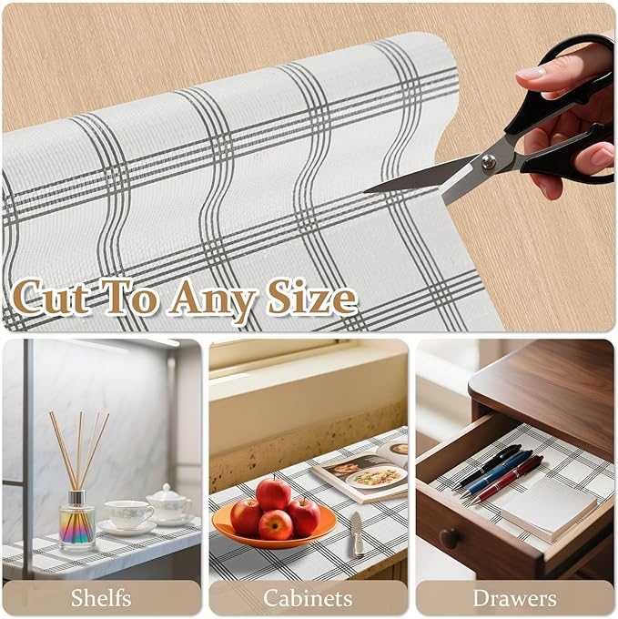 FINNEZ Drawer and Shelf Liner for Kitchen Cabinet Non Adhesive Non Slip 17in x - Image 7