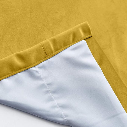 ChadMade Blackout Lined Premium Velvet Curtain Yellow 84Wx72L Inch, Eyelet - Image 5