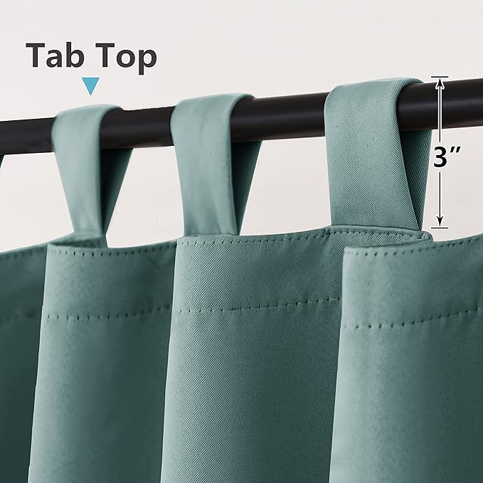 RYB HOME Teal Blue Outdoor Curtains 95 inches Long Blackout Thermal Insulating - Image 2