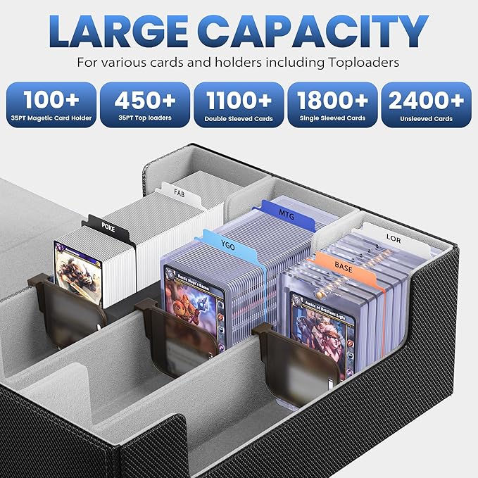 Card Storage Box For Trading Cards 1800+, Card Deck Box - Image 2