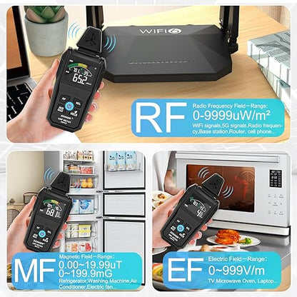 EMF Meter Radiation Detector, 5-in-1 EMF Detector, Magnetic Field & Radio - Image 3