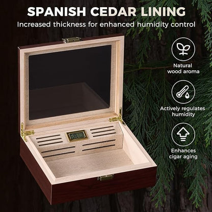 ProCase Wood Cigar Humidor Box, Wooden Desktop Cigar Storage Case, - Image 6