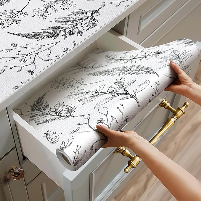 Shelf Liner for Kitchen Cabinets, Non Adhesive Cabinet Liner, Non-Slip Drawer by Quttisay