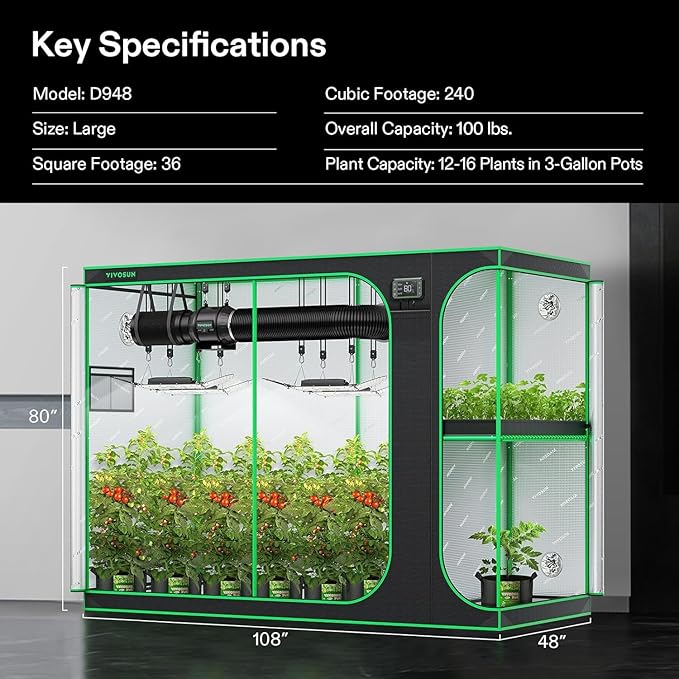 VIVOSUN D948 2-in-1 9x4 Grow Tent - Image 9