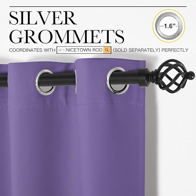 NICETOWN Bedroom Curtain Panels Blackout Draperies, Thermal Insulated Solid - Image 2