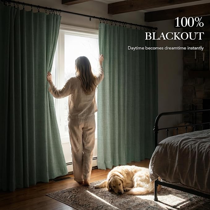 RYB HOME Sage Green 100% Blackout Curtains 96 inches Long, Thermal Insulated - Image 3