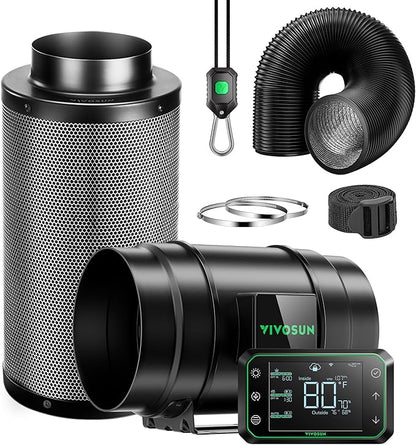 VIVOSUN Smart Air Filtration PRO G8 Kit 8", AeroZesh G8 Inline Duct Fan by VIVOSUN
