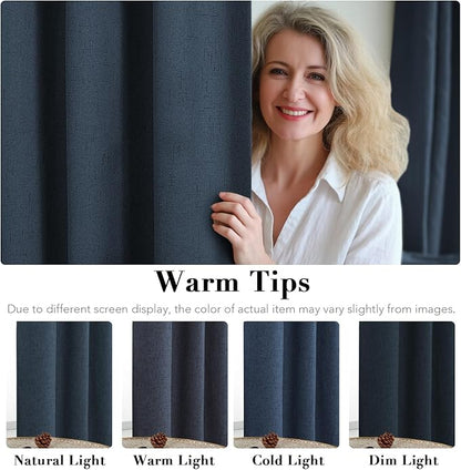 H.VERSAILTEX Primitive Linen Curtains 100% Blackout Curtain Drapes Burlap - Image 5