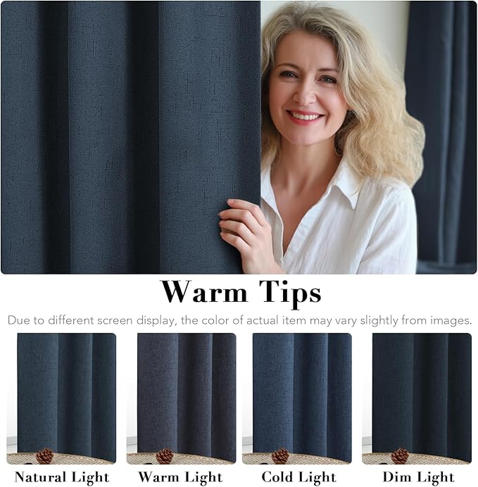 H.VERSAILTEX Linen Blackout Curtains 96 Inches Long 100% Absolutely Blackout - Image 5