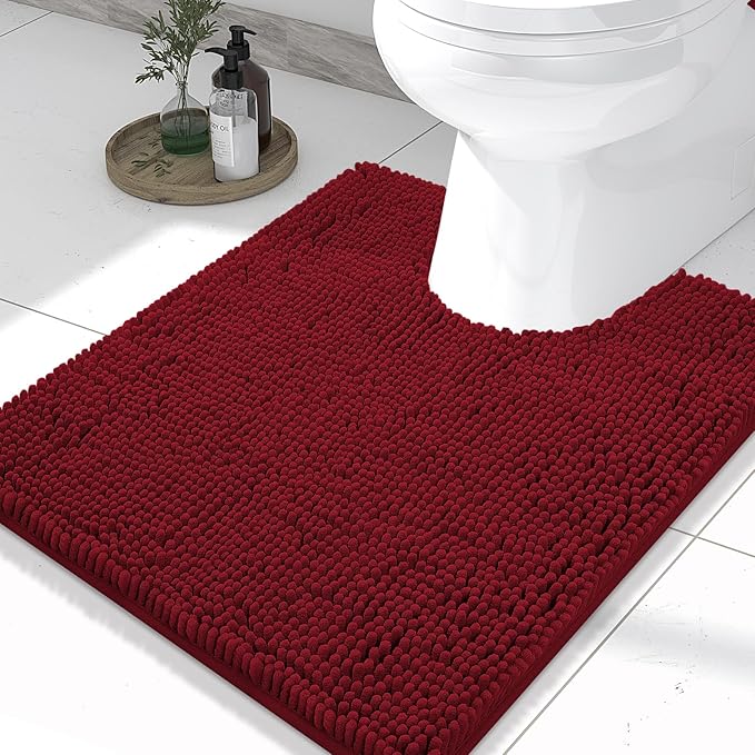 Smiry Luxury Chenille Toilet Rugs U-Shaped 24x20, Soft Absorbent Non-Slip by Smiry