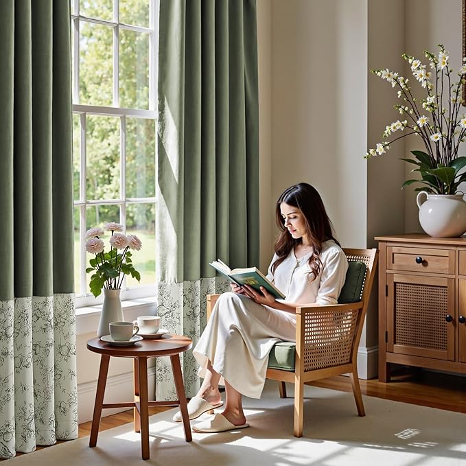 jinchan Faux Linen Blackout Curtains 96 Inch Length - Image 2