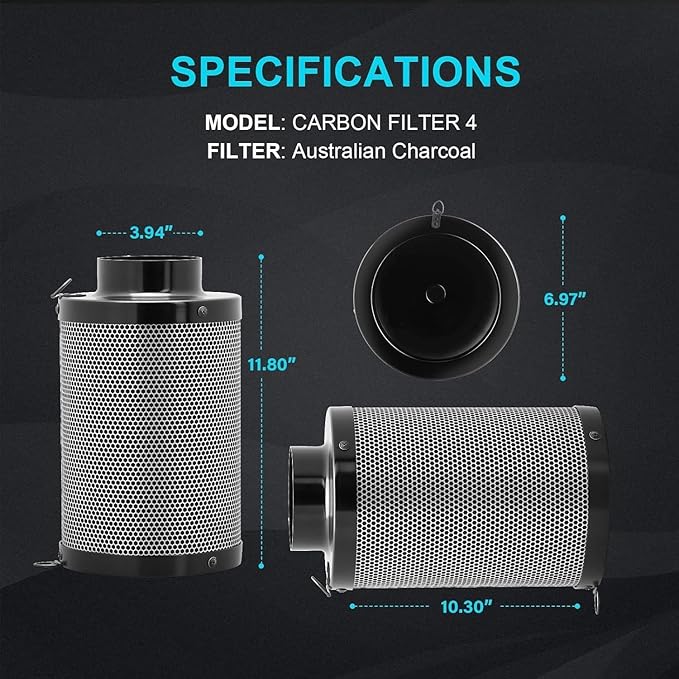 iPower 4 Inch 195 CFM Inline Fan Circulation Vent Blower, Upgrade 4" Air Carbon - Image 3