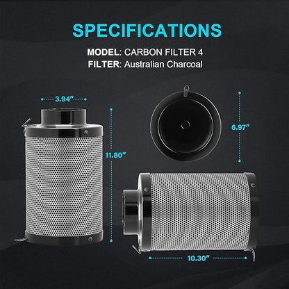 iPower 4 Inch 195 CFM Inline Fan Circulation Vent Blower, Upgrade 4" Air Carbon - Image 3