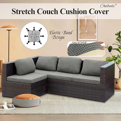 8Pcs Outdoor Stretch Cushion Covers, Waterproof Outdoor Chair Cushion Covers - Image 7