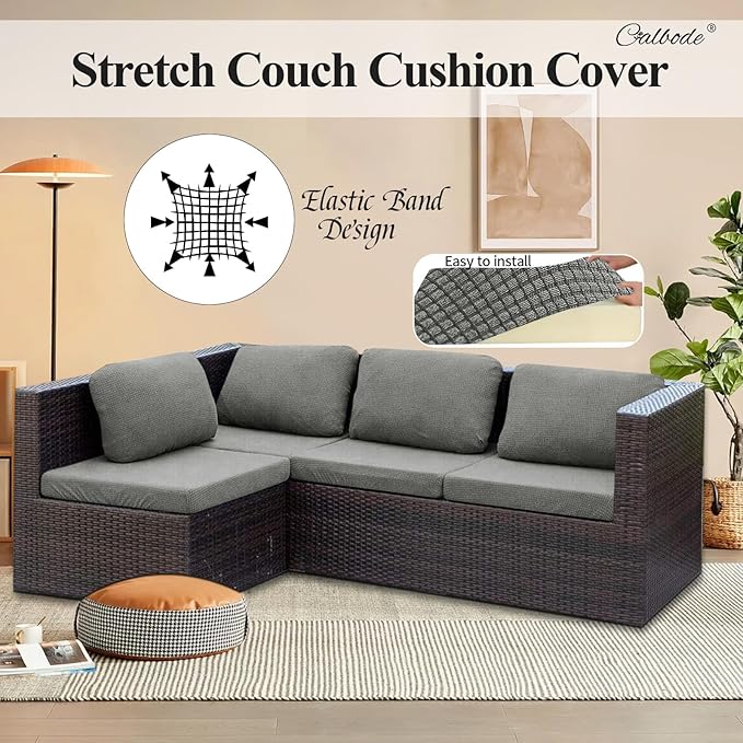 12Pcs Outdoor Stretch Cushion Covers, Waterproof Outdoor Chair Cushion Covers - Image 7
