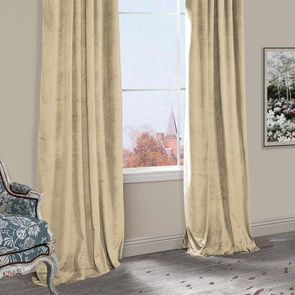 ChadMade Blackout Lined Premium Velvet Curtain Cream 100Wx96L Inch, Eyelet - Image 8