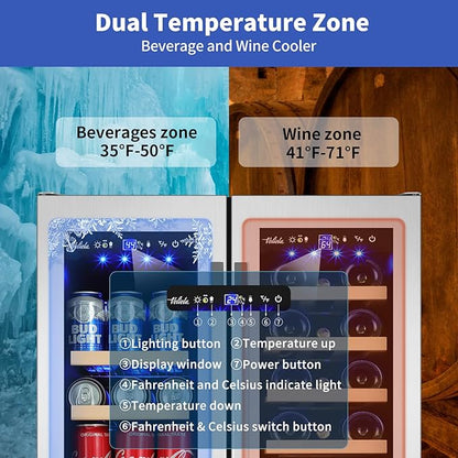 24 Inch Wine and Beverage Refrigerator, Dual Zone Wine Beverage Cooler - Image 2