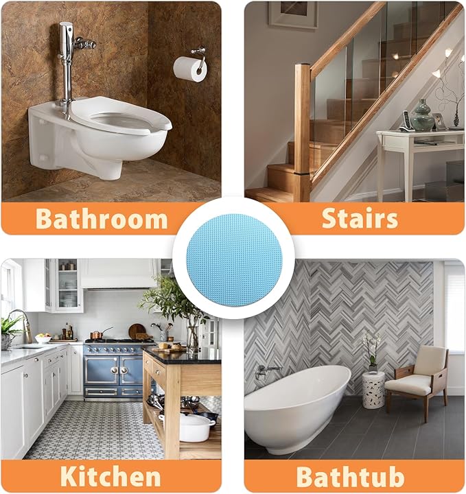 24 PCS Bathtub Non Slip Stickers Blue Adhesive Decals Round Shape Anti Slip - Image 5