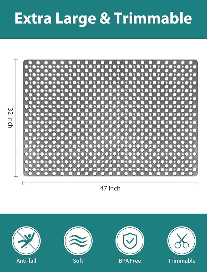 Extra Large Shower Mat, Yonala 47 x 32 Inch Non Slip Shower Mats - Image 2