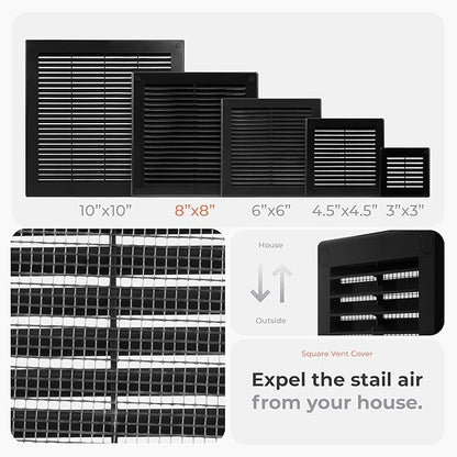 2-Pack 10" x 10" Square Air Vent Cover – Black Plastic Vent Deflector - Image 3
