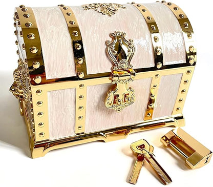 Large Double-layer Retro Metal Jewelry Chest, Pirate-style Lion Head Relief by Unknown