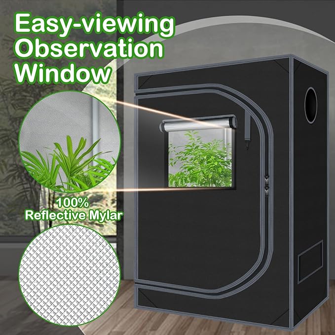 4x2 Grow Tent Plant Tent Dark Room, 600D Mylar Hydroponic 48"x24"x60" Grow Tent - Image 4