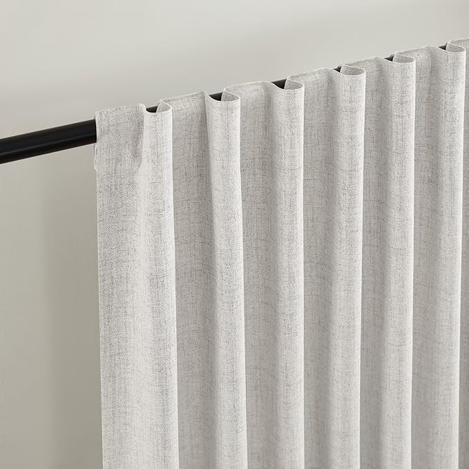 CUCRAF Linen 100% Blackout Curtains 84 Inch Length 2 Panels Set, Back Tab and - Image 4