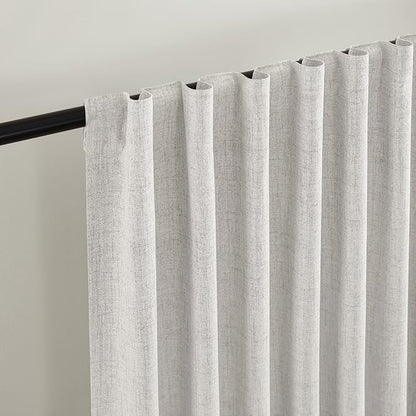 CUCRAF Linen 100% Blackout Curtains 63 Inch Length 2 Panels Set, Back Tab and - Image 4