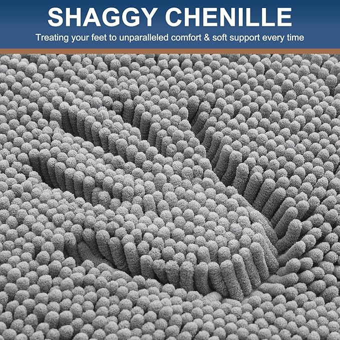 Smiry Luxury Chenille Toilet Rugs U-Shaped 24x24, Soft Absorbent Non-Slip - Image 3