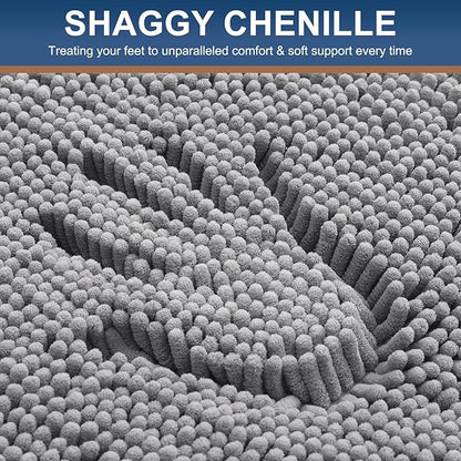 Smiry Luxury Chenille Bathroom Rugs 40x32, Extra Soft and Absorbent Shaggy Bath - Image 3