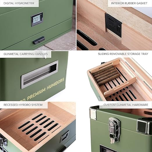 CASE ELEGANCE Military Glass Top Humidor - Image 7