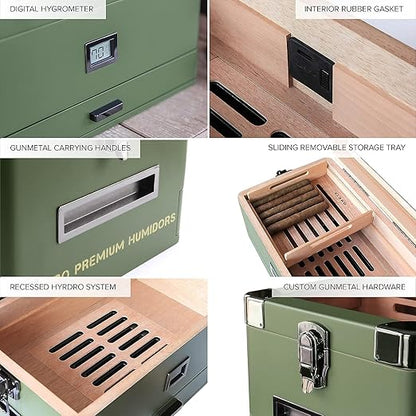 CASE ELEGANCE Military Glass Top Humidor - Image 7