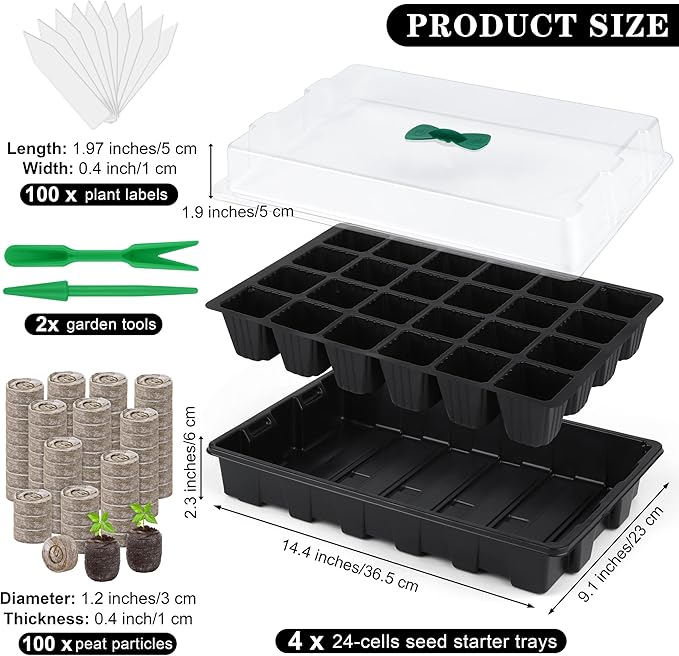 4 Pack 24-Cells Seed Starter Tray Kit Germination Tray - Image 2