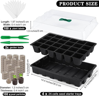 4 Pack 24-Cells Seed Starter Tray Kit Germination Tray - Image 2