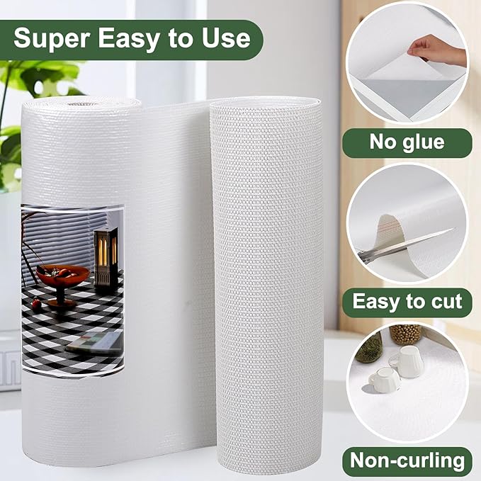 Practical White Shelf Liners for Kitchen Cabinets, Non-Adhesive Drawer Liner - Image 8