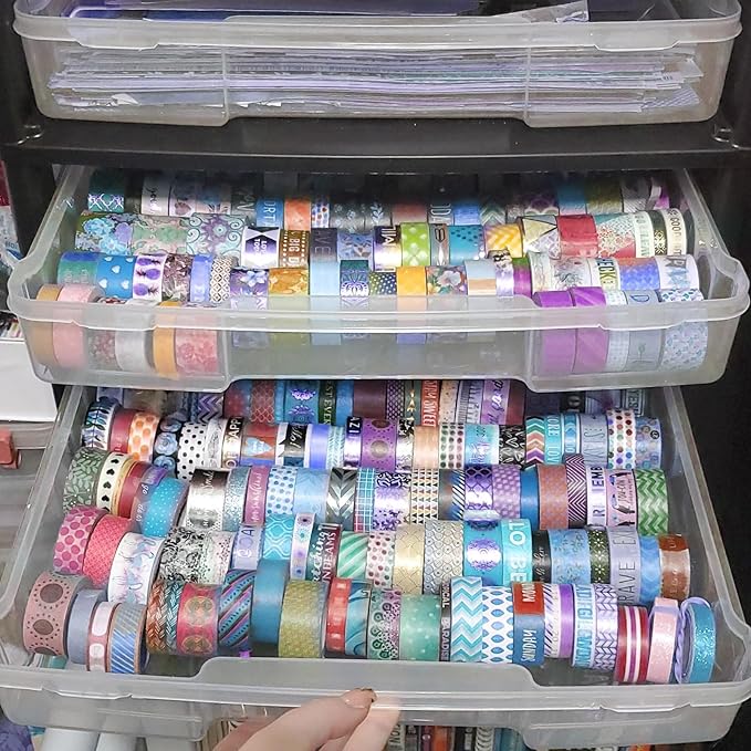 12" x 12" Plastic Scrapbook Paper Storage Cases, Thick Portable Organizers - Image 6